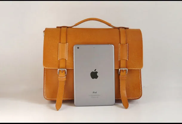 Handmade Leather satchel bag shoulder bag yellow Brown for women leather shoulder bag