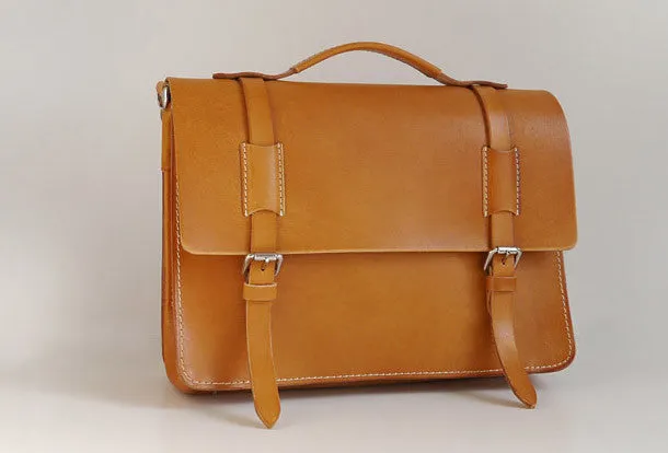 Handmade Leather satchel bag shoulder bag yellow Brown for women leather shoulder bag