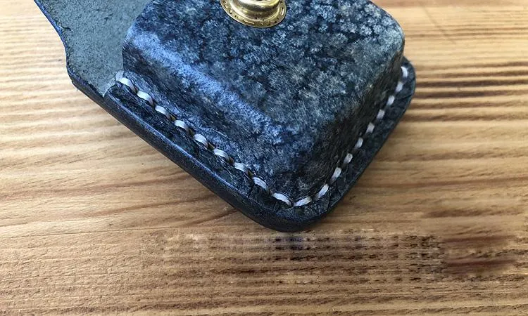 Handmade Mens Blue Leather Classic Zippo Lighter Case Belt Zippo Lighter Holder with Belt Loop