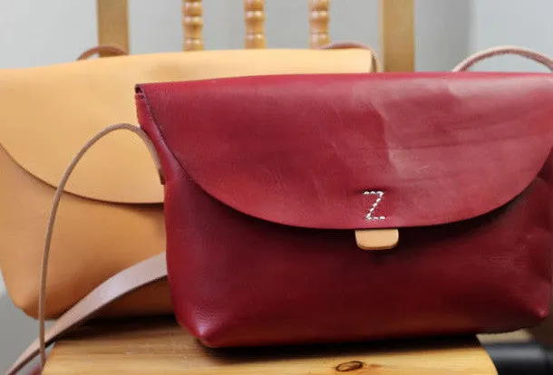 Handmade retro vintage rustic leather crossbody messenger Shoulder Bag for girl women