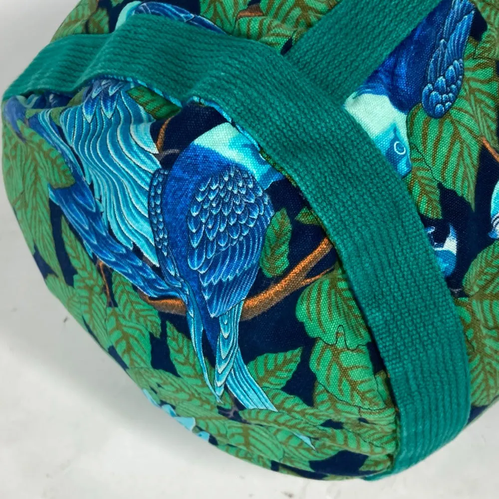 HERMES Shoulder Bag canvas green Bird pattern