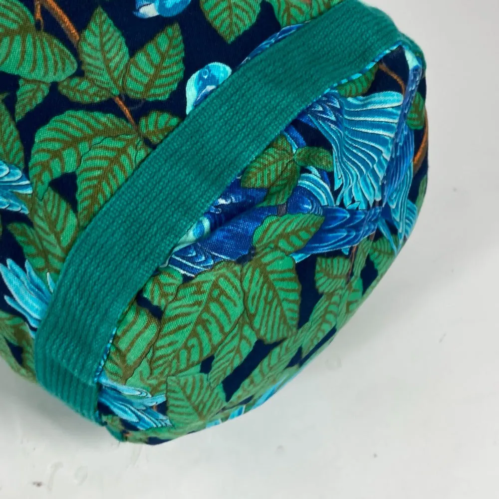 HERMES Shoulder Bag canvas green Bird pattern