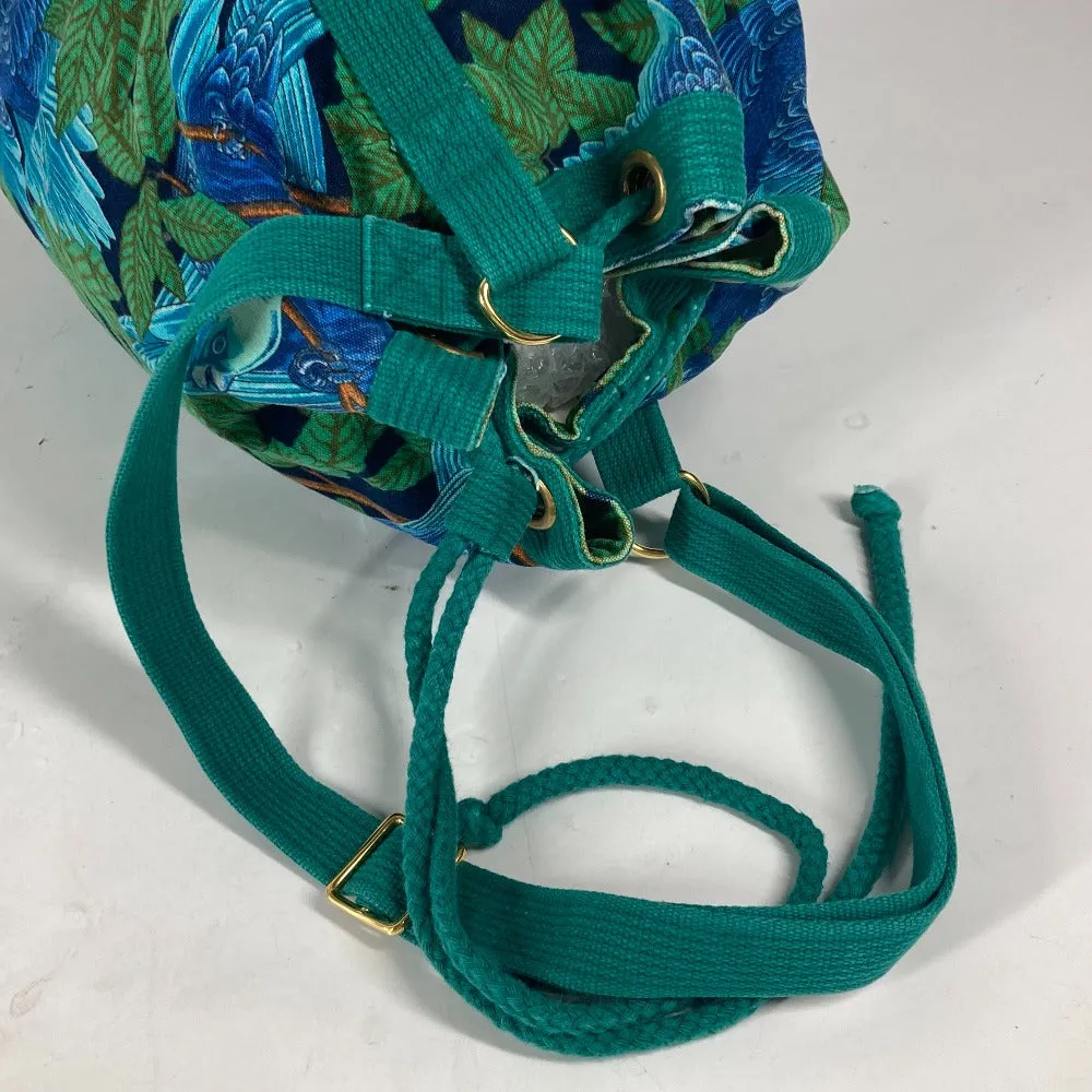HERMES Shoulder Bag canvas green Bird pattern