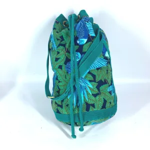 HERMES Shoulder Bag canvas green Bird pattern