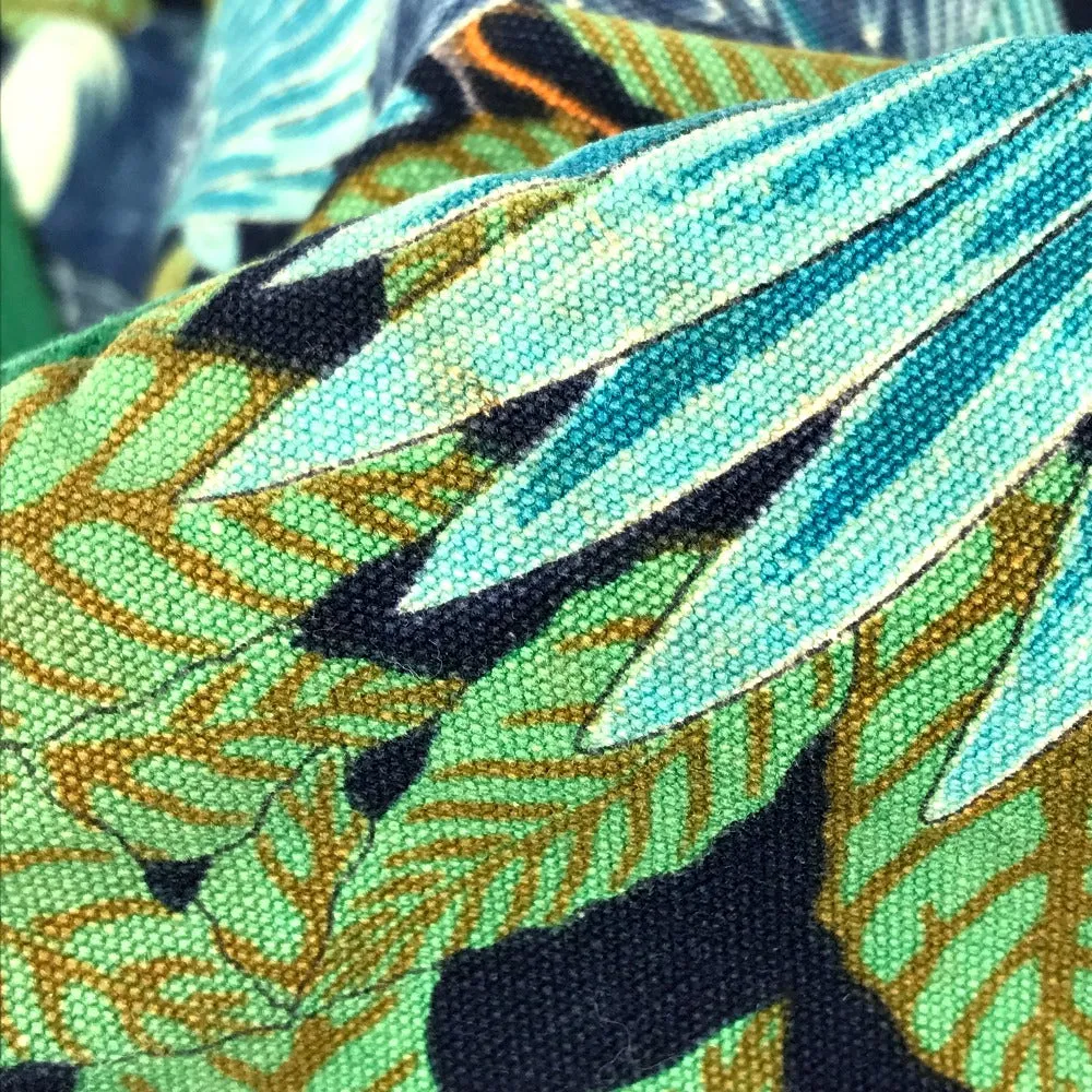HERMES Shoulder Bag canvas green vintage Bird Pattern Botanical