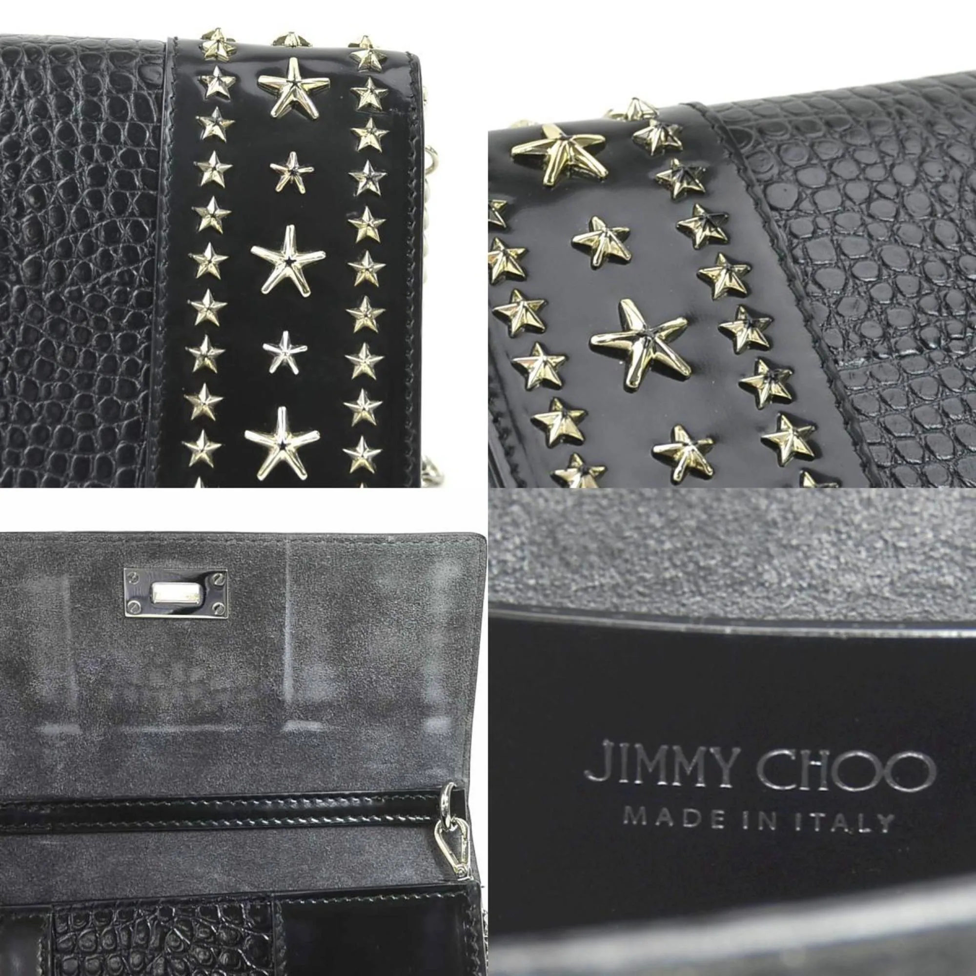 Jimmy Choo Leather Metal Shoulder Bag (Pre-Owned)