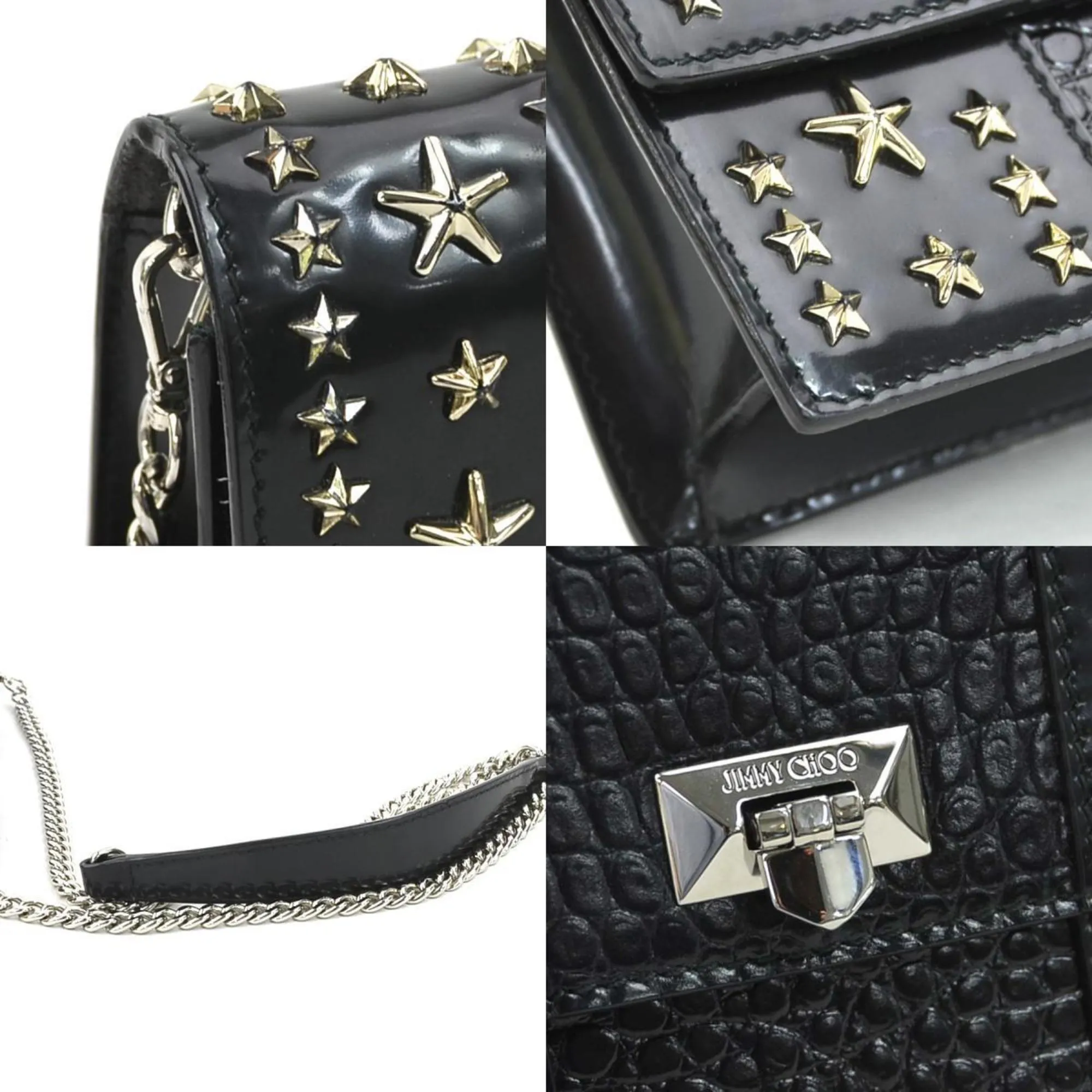 Jimmy Choo Leather Metal Shoulder Bag (Pre-Owned)