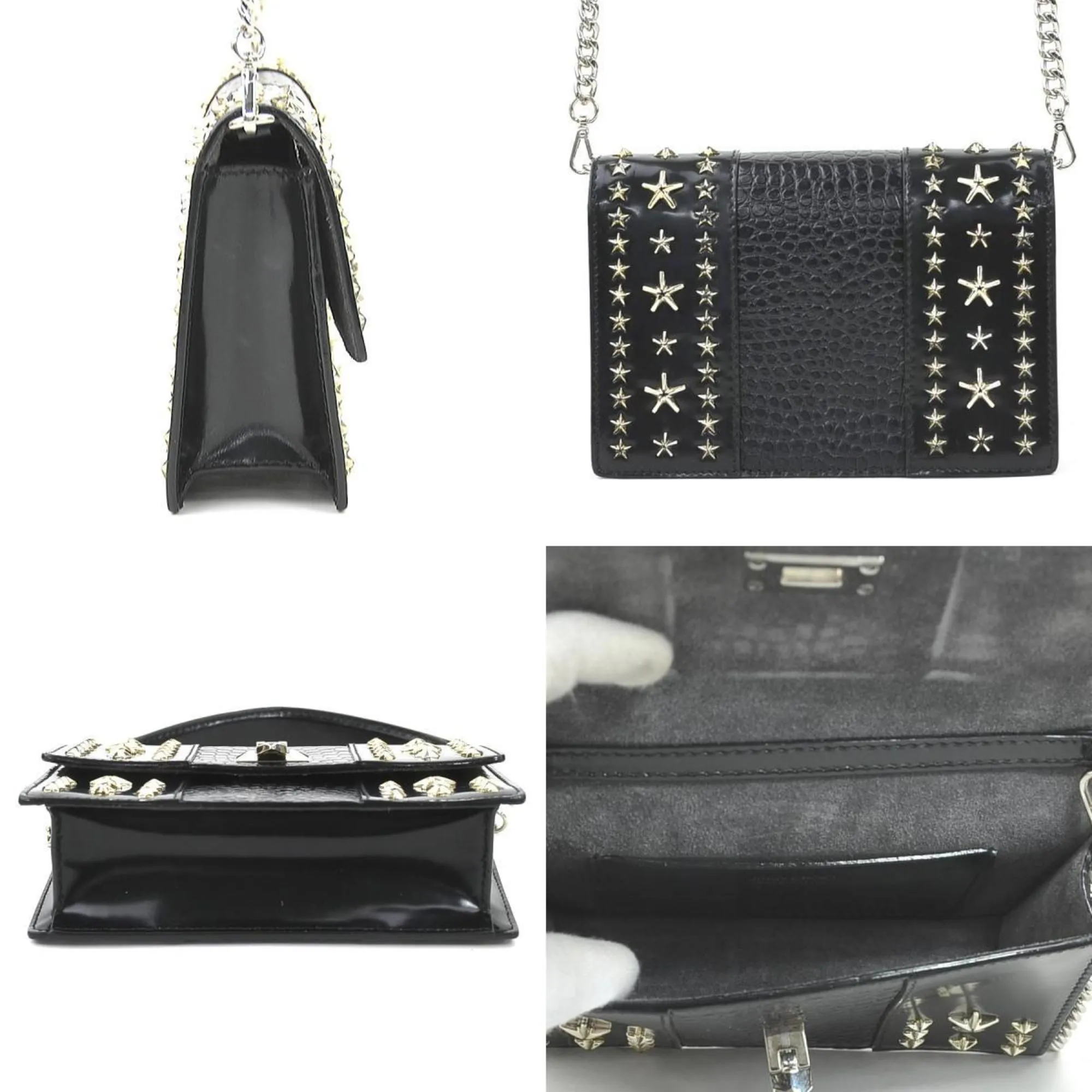 Jimmy Choo Leather Metal Shoulder Bag (Pre-Owned)