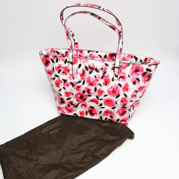 Kate Spade Tote Bag PVC Coated Canvas multicolor Handbag Floral Shoulder Women Used