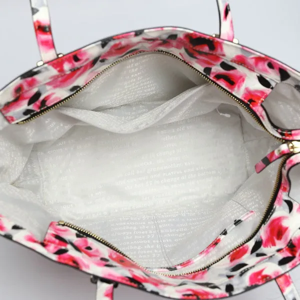 Kate Spade Tote Bag PVC Coated Canvas multicolor Handbag Floral Shoulder Women Used