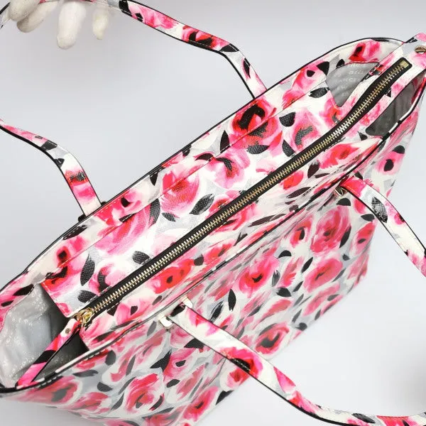 Kate Spade Tote Bag PVC Coated Canvas multicolor Handbag Floral Shoulder Women Used