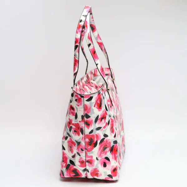 Kate Spade Tote Bag PVC Coated Canvas multicolor Handbag Floral Shoulder Women Used