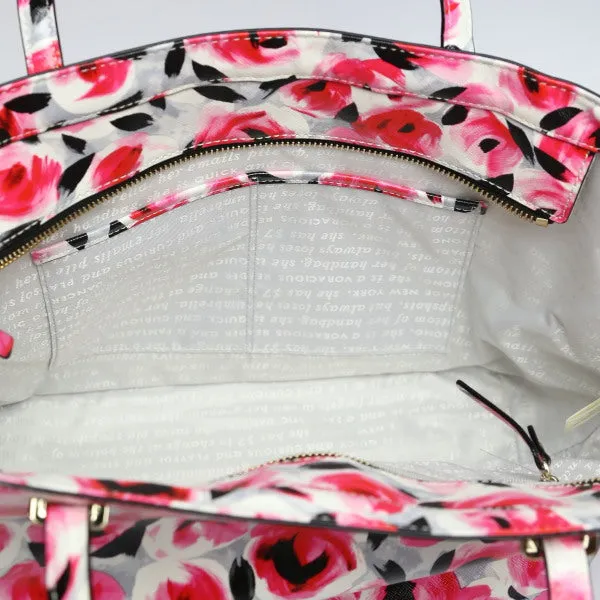 Kate Spade Tote Bag PVC Coated Canvas multicolor Handbag Floral Shoulder Women Used