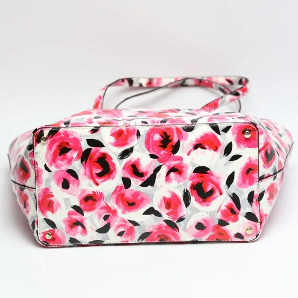 Kate Spade Tote Bag PVC Coated Canvas multicolor Handbag Floral Shoulder Women Used