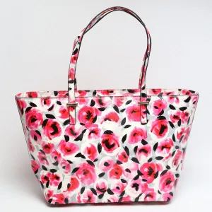 Kate Spade Tote Bag PVC Coated Canvas multicolor Handbag Floral Shoulder Women Used