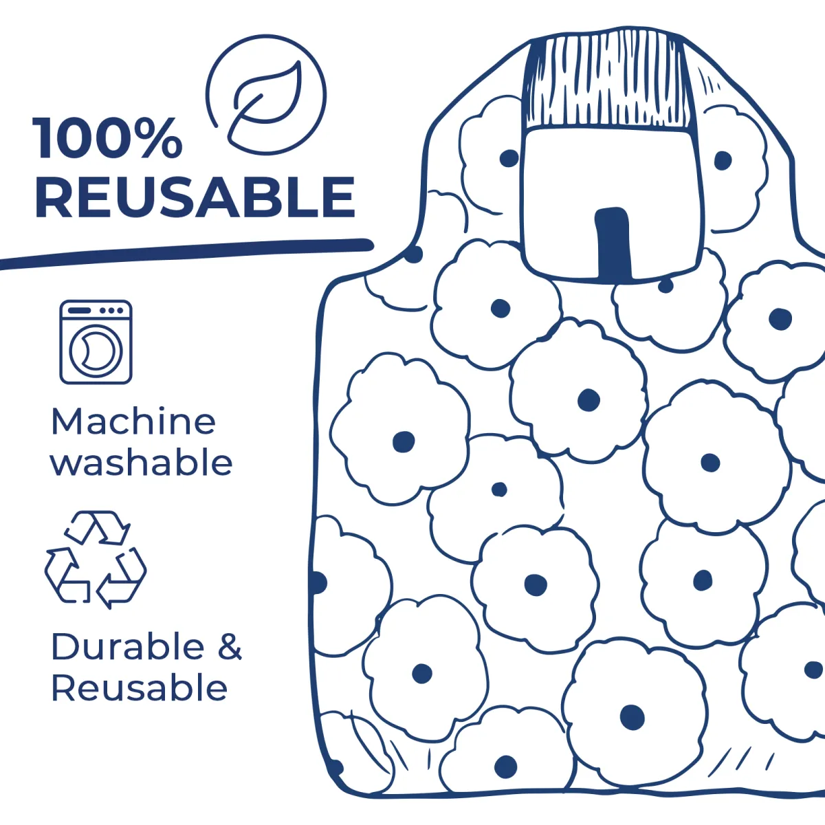 Kintsugi Blu Bag Reusable Shopping Bag - Machine Washable