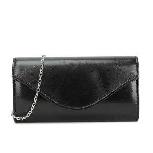 Koko Black Clutch Bag with Shiny Finish