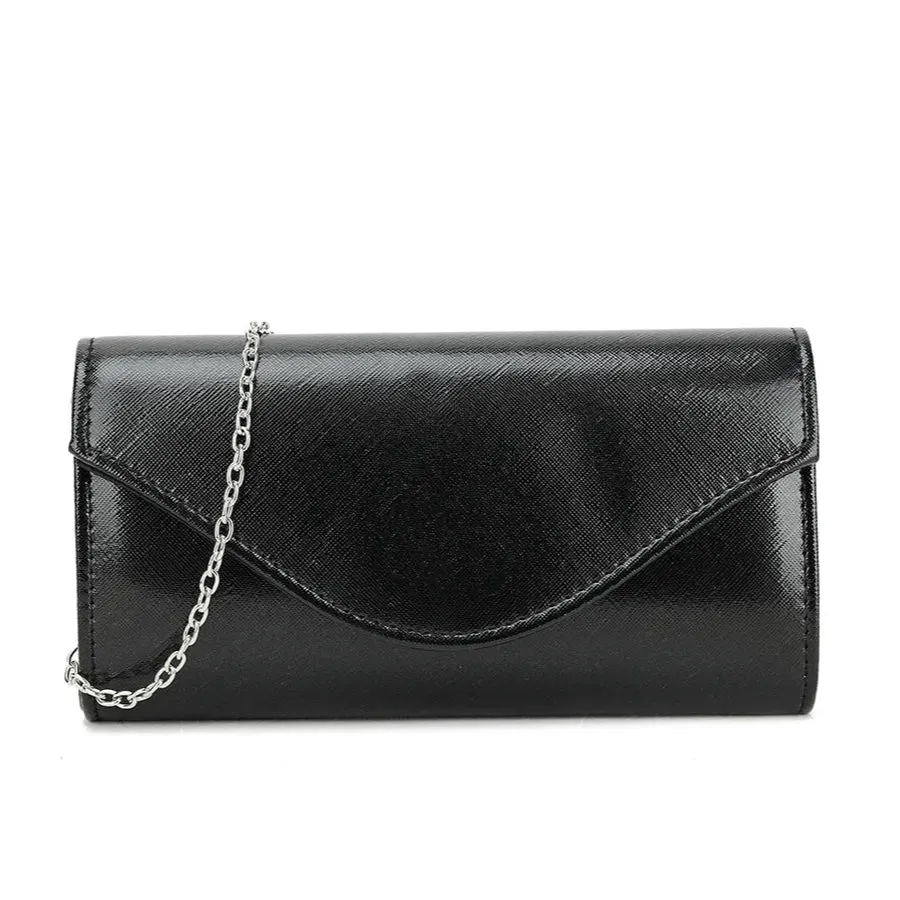 Koko Black Clutch Bag with Shiny Finish