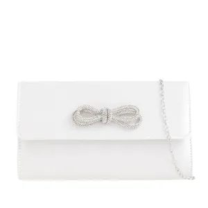 Koko Ivory Satin Bag with Diamante Bow