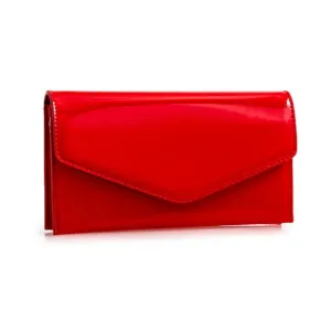 Koko L2493 Red Patent Envelope Clutch Red