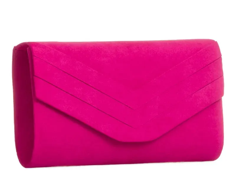 Koko L809 Fuchsia Faux Suede Clutch Bag