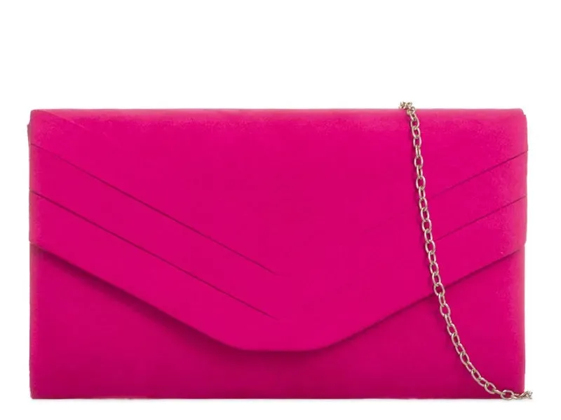 Koko L809 Fuchsia Faux Suede Clutch Bag