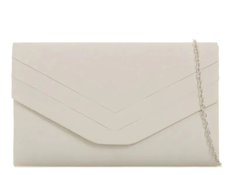 Koko L809 Ivory Faux Suede Clutch Bag