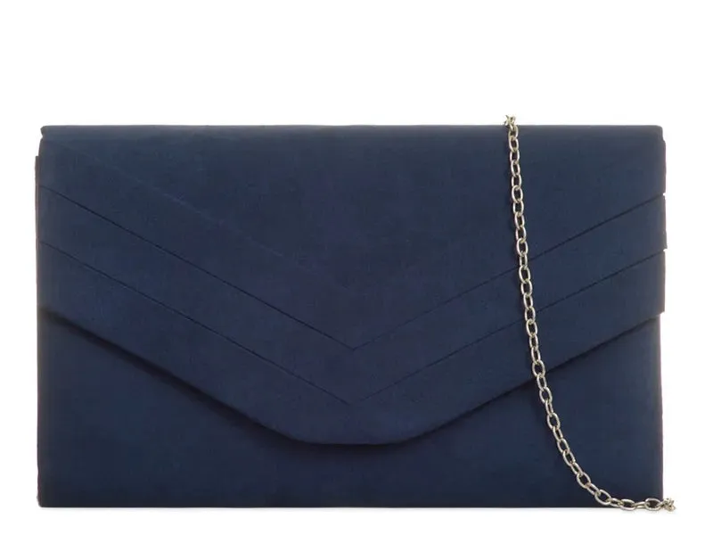 Koko L809 Navy Faux Suede Clutch Bag