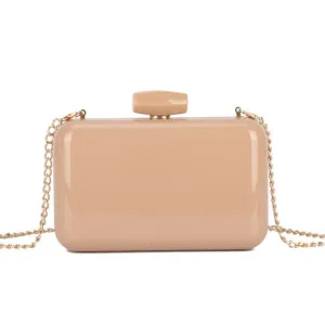 Koko MW3490 Nude Patent Box Clutch Bag