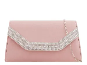 Koko Z2275 Pink Diamante Edge Clutch Bag