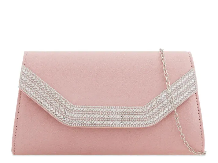 Koko Z2275 Pink Diamante Edge Clutch Bag