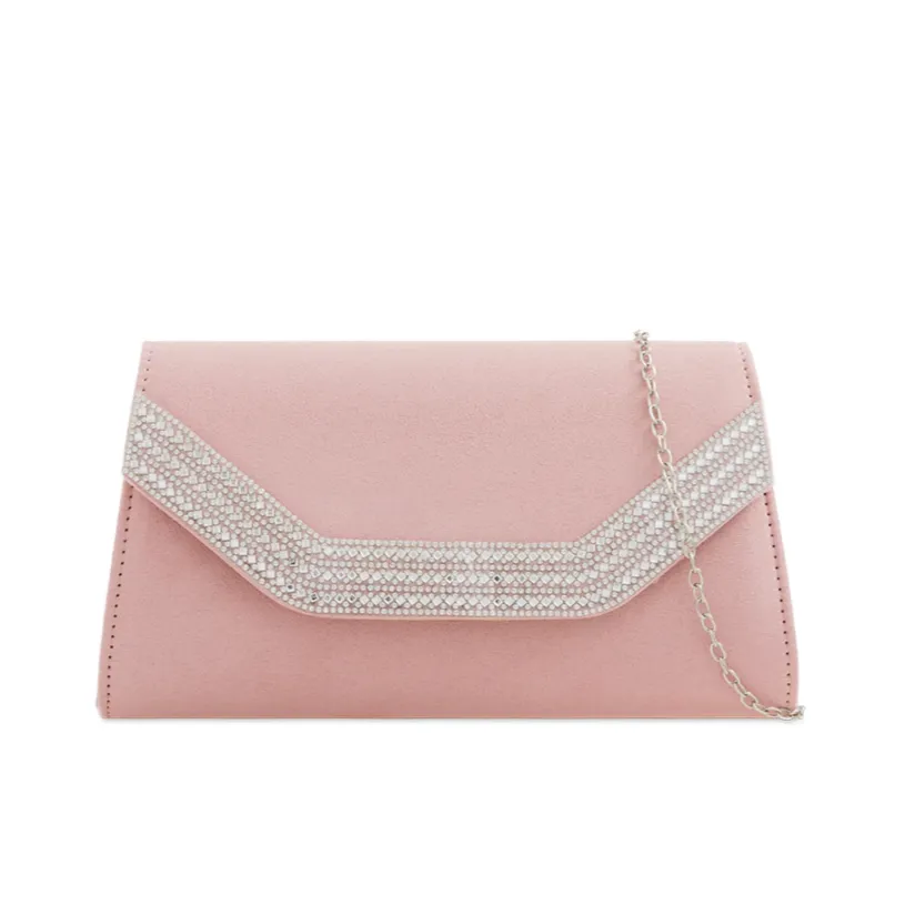 Koko Z2275 Pink Diamante Edge Clutch Bag