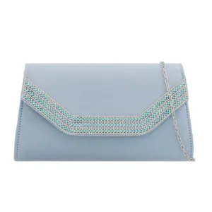Koko Z2275 Serenity Blue Diamante Edge Clutch Bag