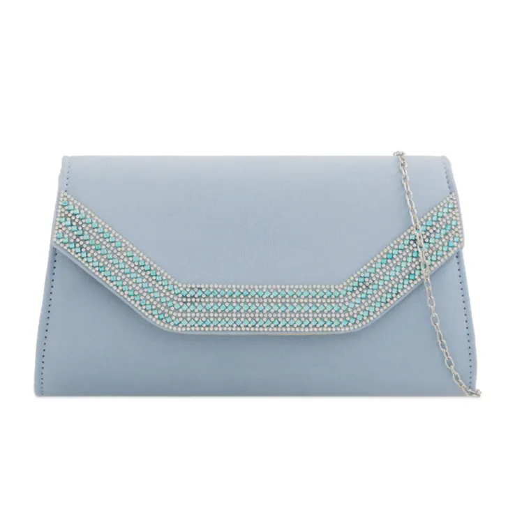 Koko Z2275 Serenity Blue Diamante Edge Clutch Bag