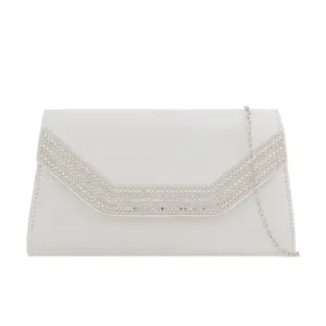 Koko Z2275 White Diamante Edge Clutch Bag