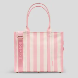 Large Bon Vivant Structured Tote Bag -- Blush Stripe