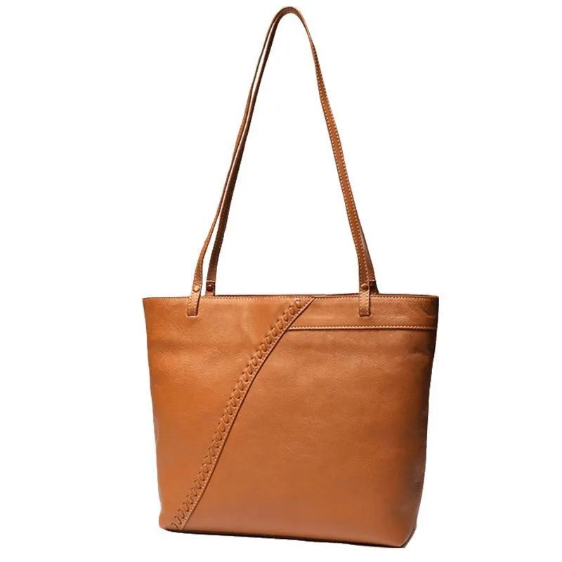 Large Brown Leather Tote Bag Womens Shoulder Brown Shopper Tote Handbag Purse