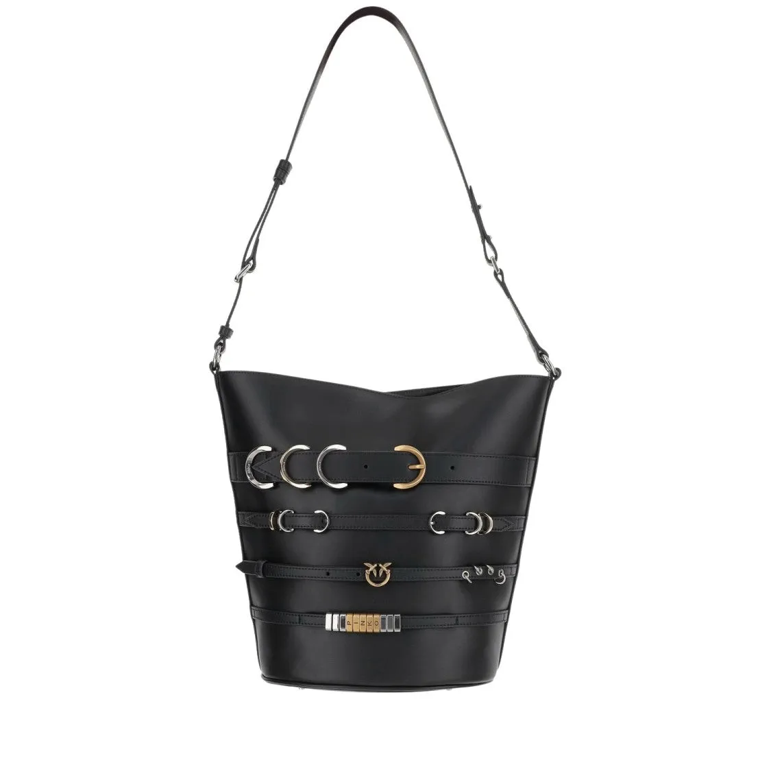 Leather Shoulder Bag With Straps