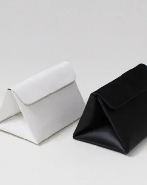 Leather Women Clutch bag shoulder bag triangle black white for leather crossbody bag