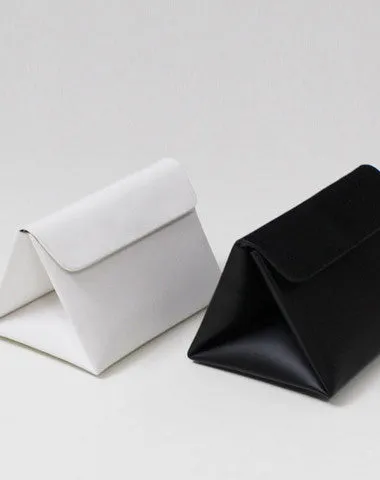 Leather Women Clutch bag shoulder bag triangle black white for leather crossbody bag