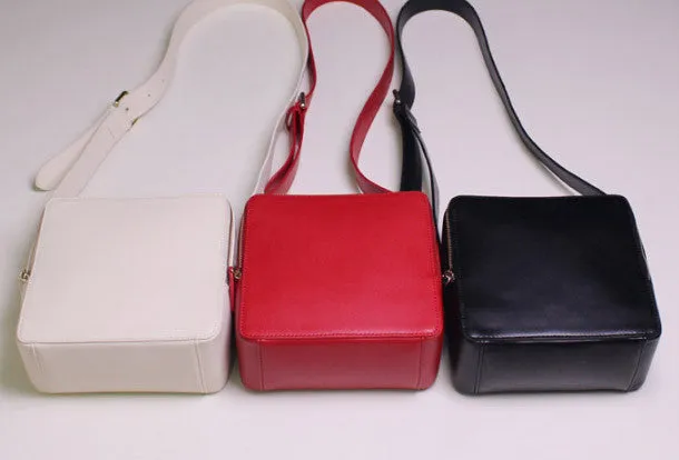 Leather womens Cube bag shoulder bag purse for women leather crossbody bag