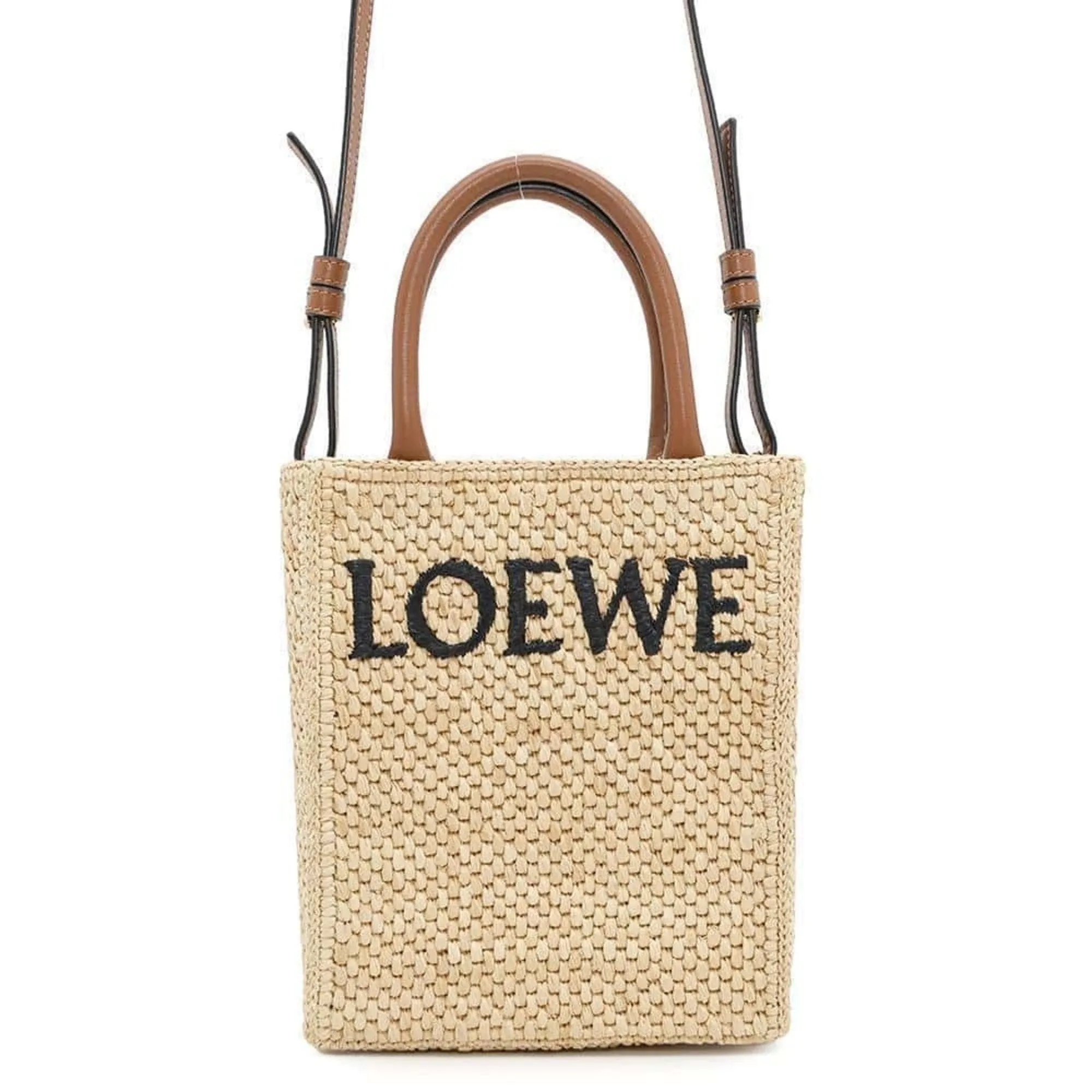 Loewe Raffia Leather Handbag Shoulder Bag (Pre-Owned)