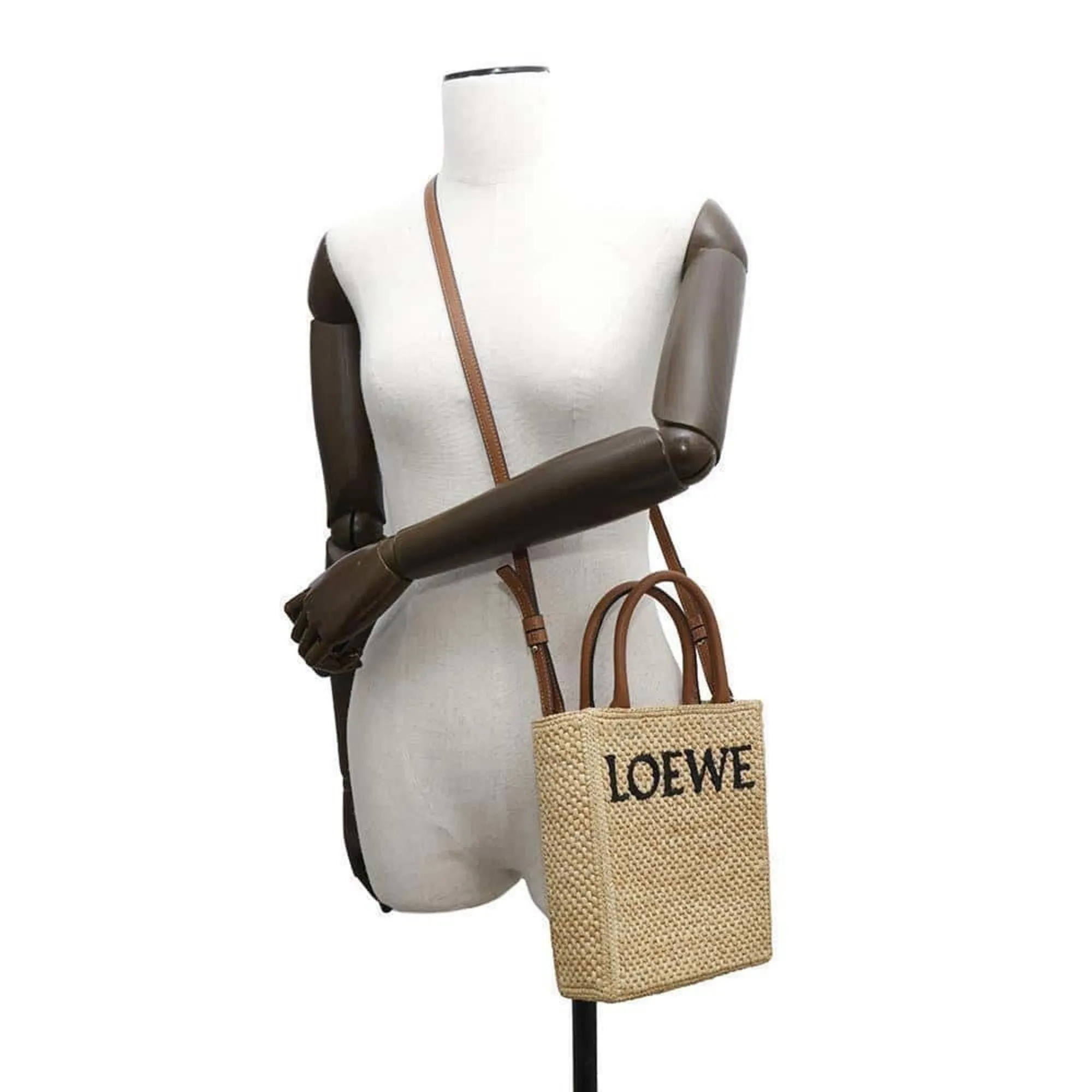 Loewe Raffia Leather Handbag Shoulder Bag (Pre-Owned)