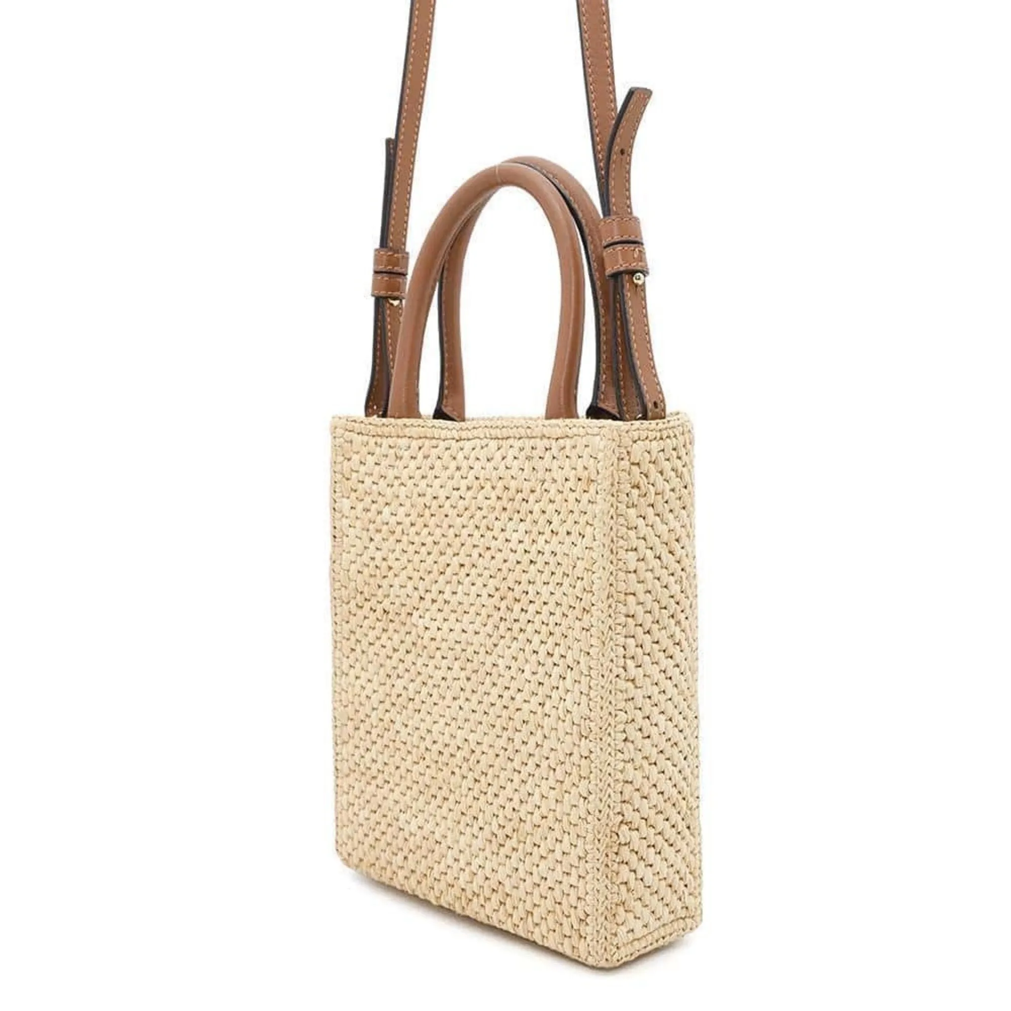 Loewe Raffia Leather Handbag Shoulder Bag (Pre-Owned)