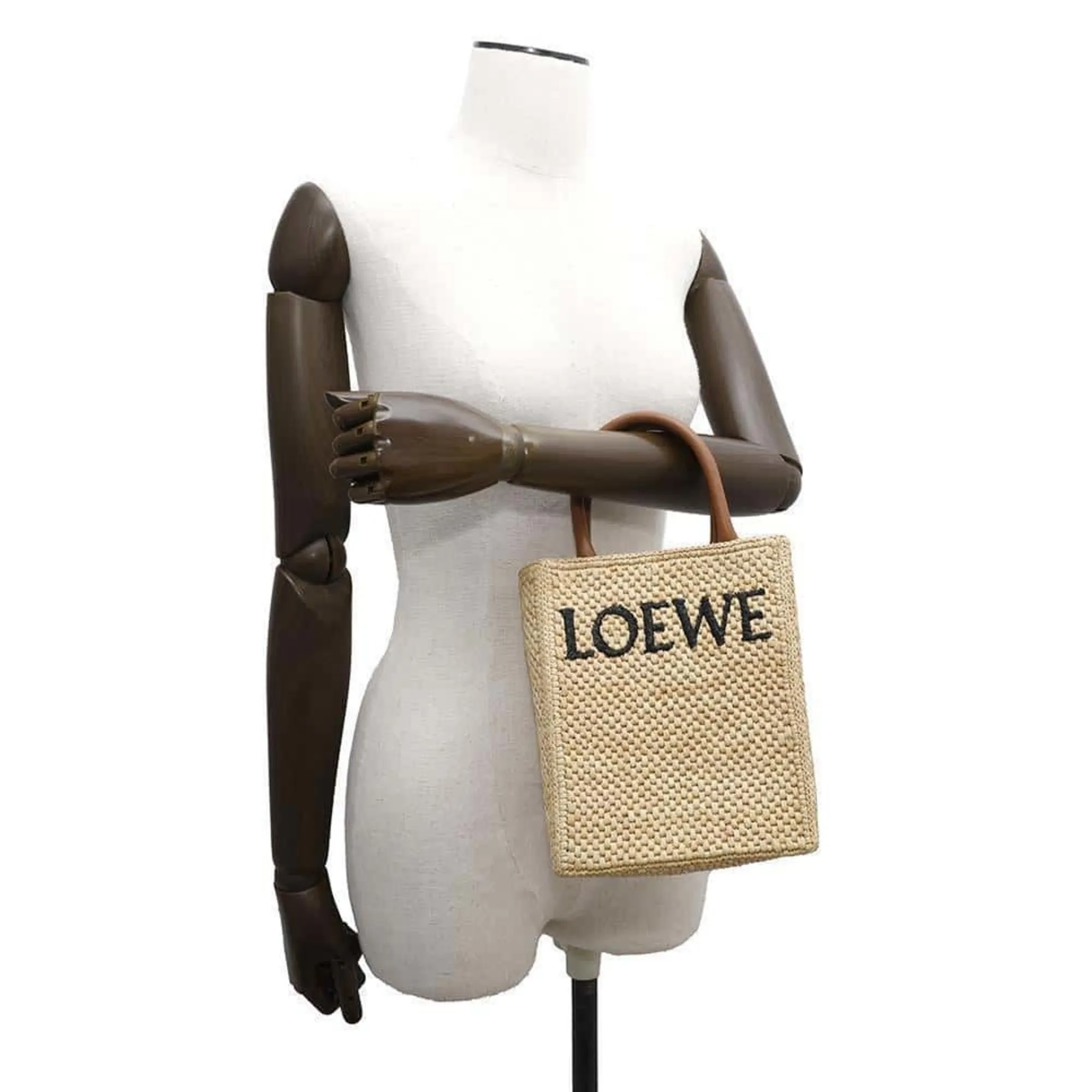 Loewe Raffia Leather Handbag Shoulder Bag (Pre-Owned)