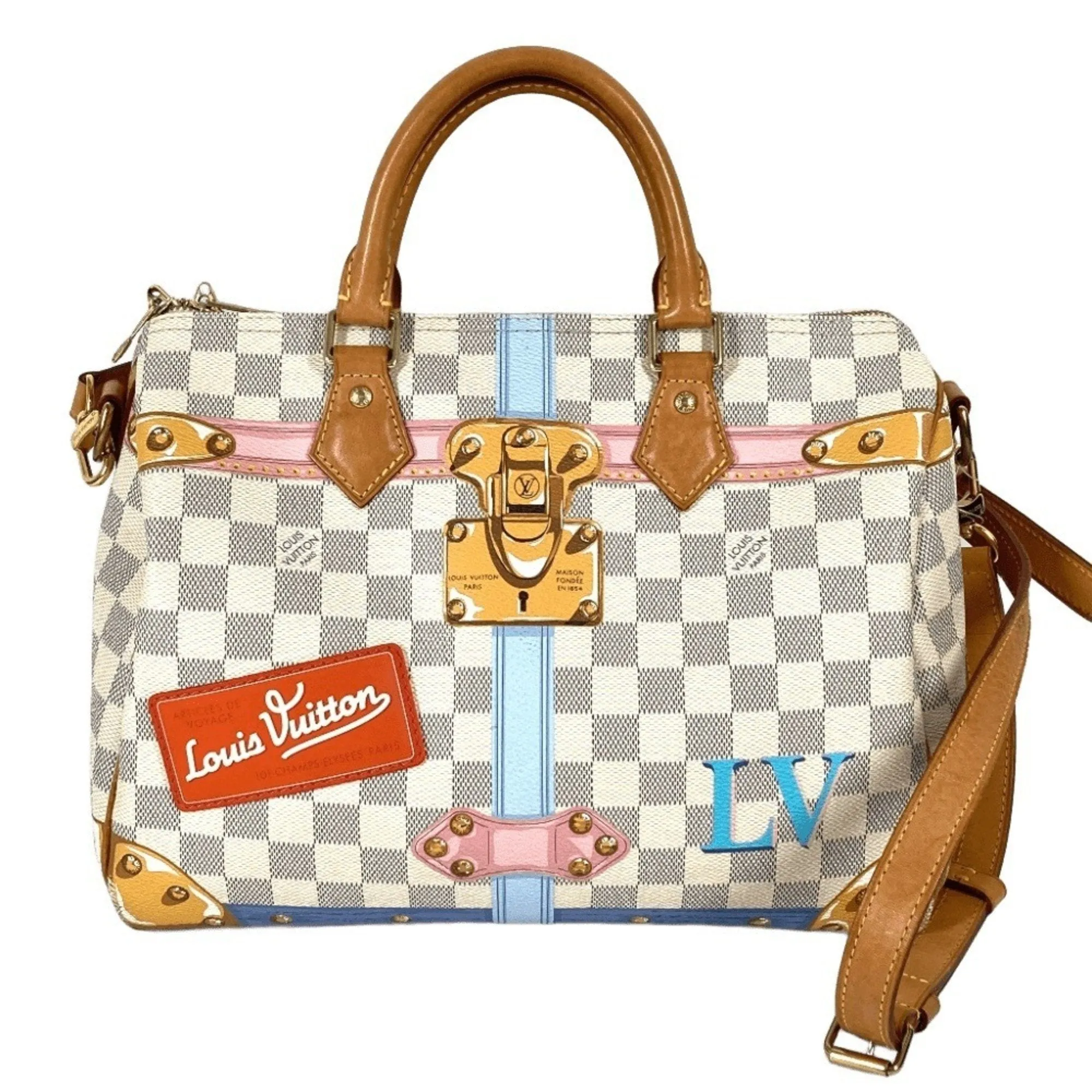 Louis Vuitton Damier Azur Damier Azur Boston Bag Handbag Shoulder Bag (Pre-Owned)