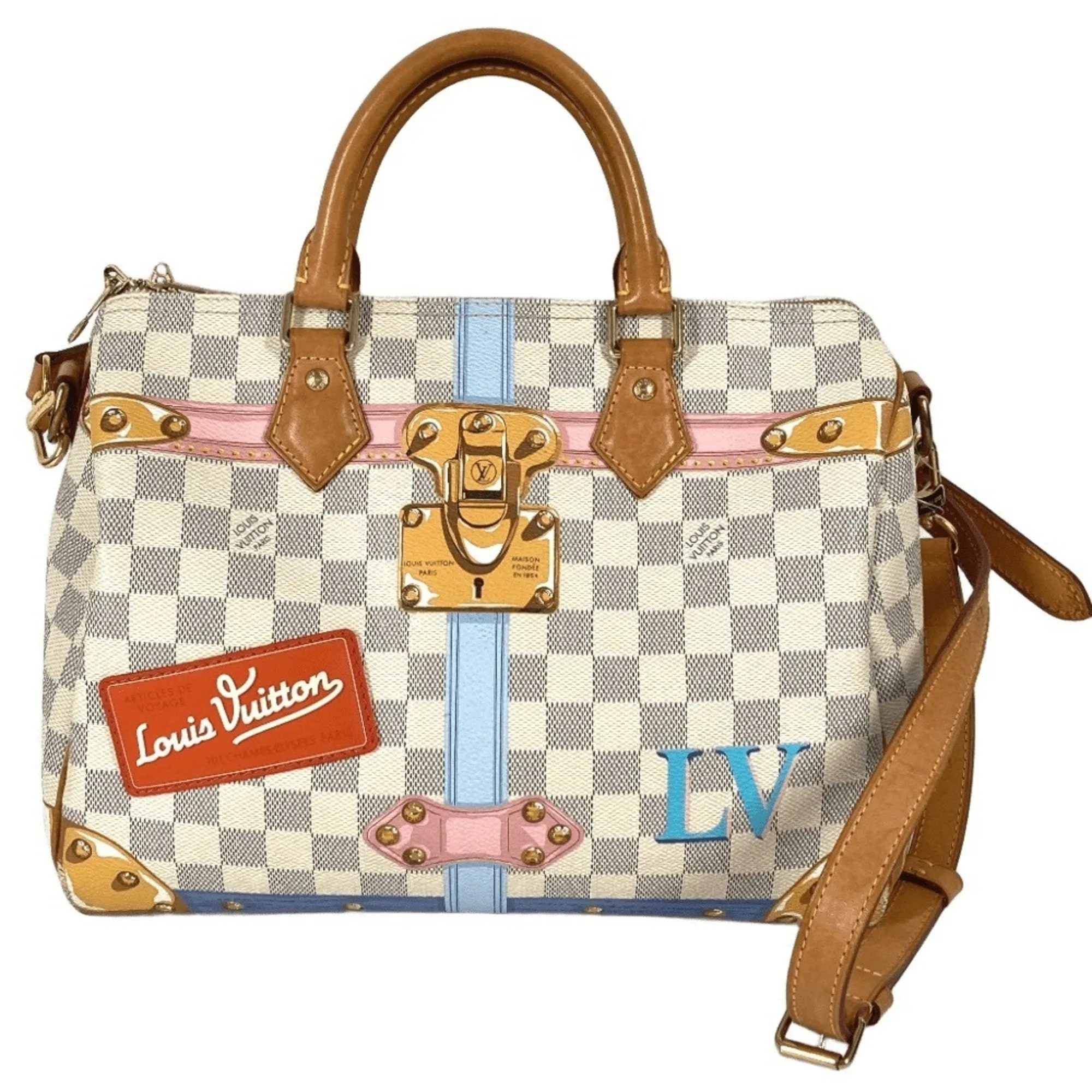 Louis Vuitton Damier Azur Damier Azur Boston Bag Handbag Shoulder Bag (Pre-Owned)