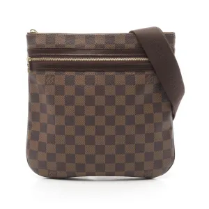 Louis Vuitton Ebene Coated Canvas Leather Pochette Shoulder Bag (Pre-Owned)