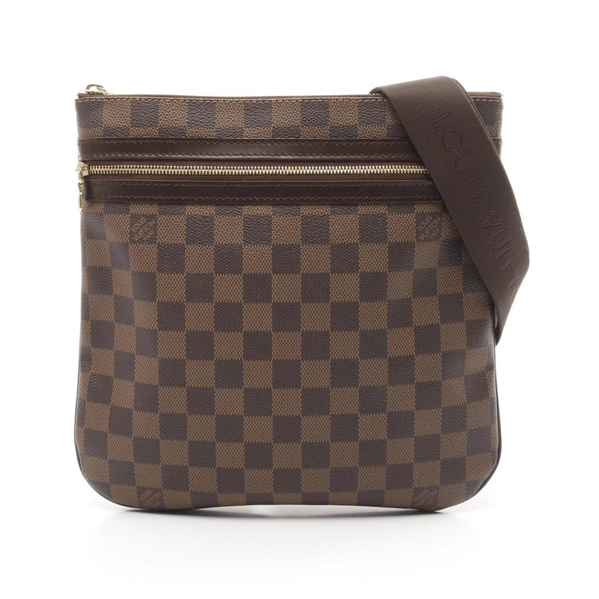 Louis Vuitton Ebene Coated Canvas Leather Pochette Shoulder Bag (Pre-Owned)