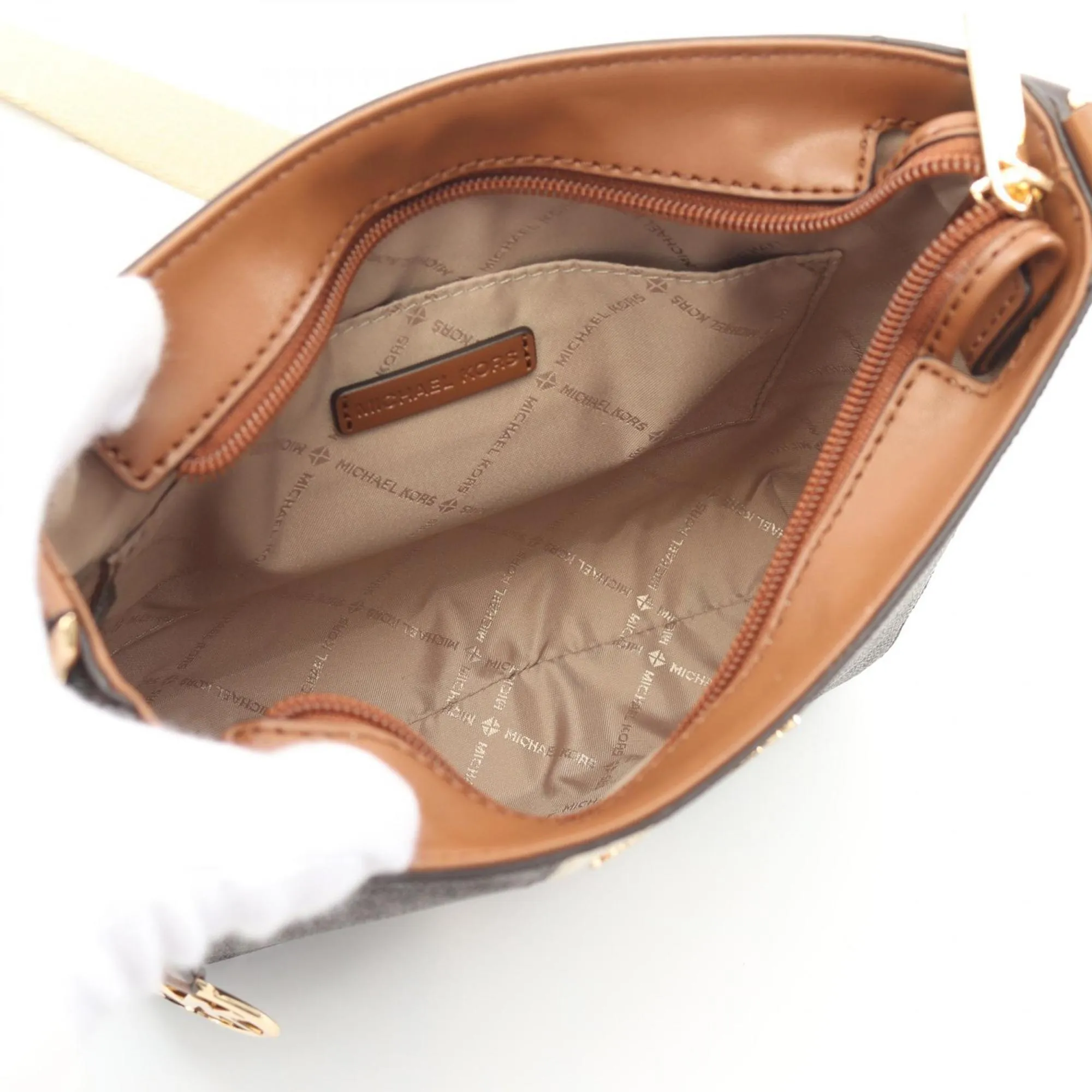 Michael Kors Coated Canvas Leather Shoulder Bag Weekend Bag (Pre-Owned)